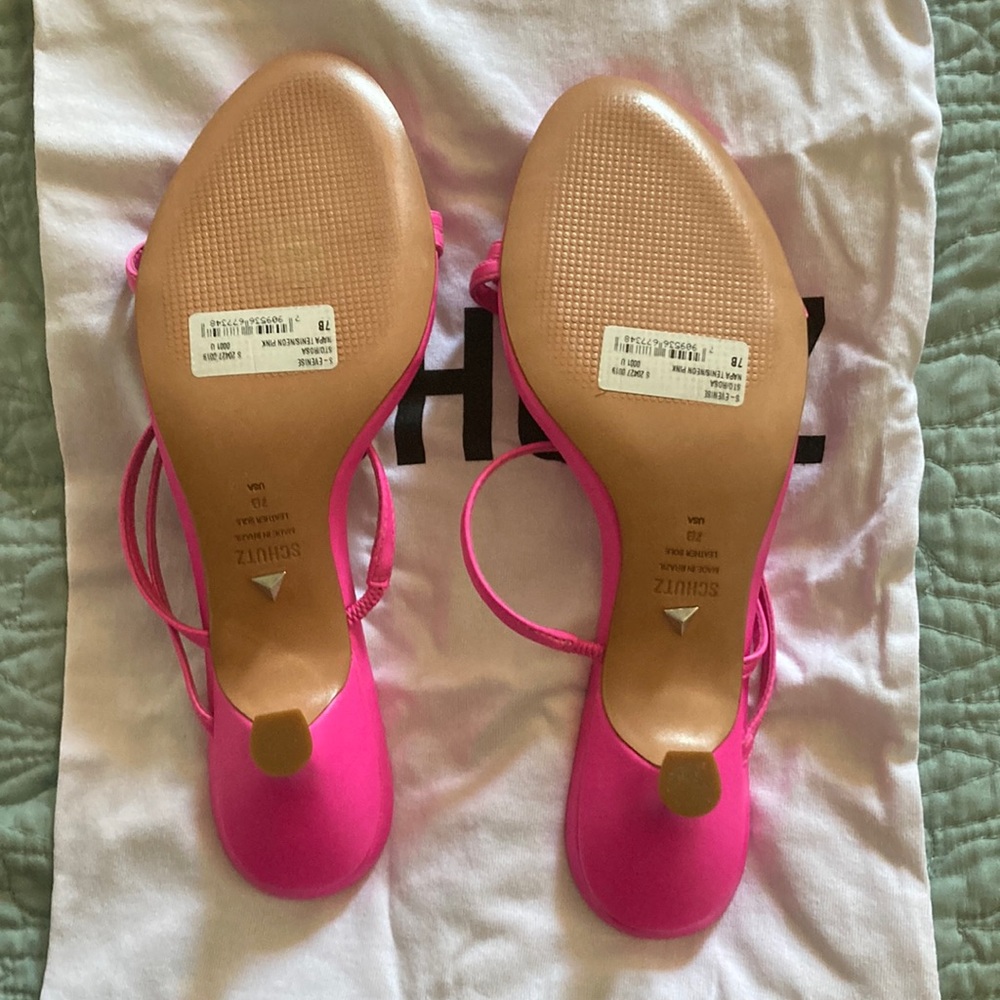 NEVER WORN- Shultz kitten heel in neon pink. 2inch heel